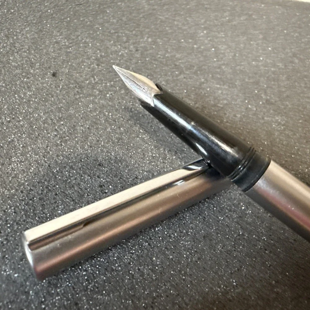 Vintage Waterman Graduate Fountain Pen Fine F Steel Nib Brushed Chrome France